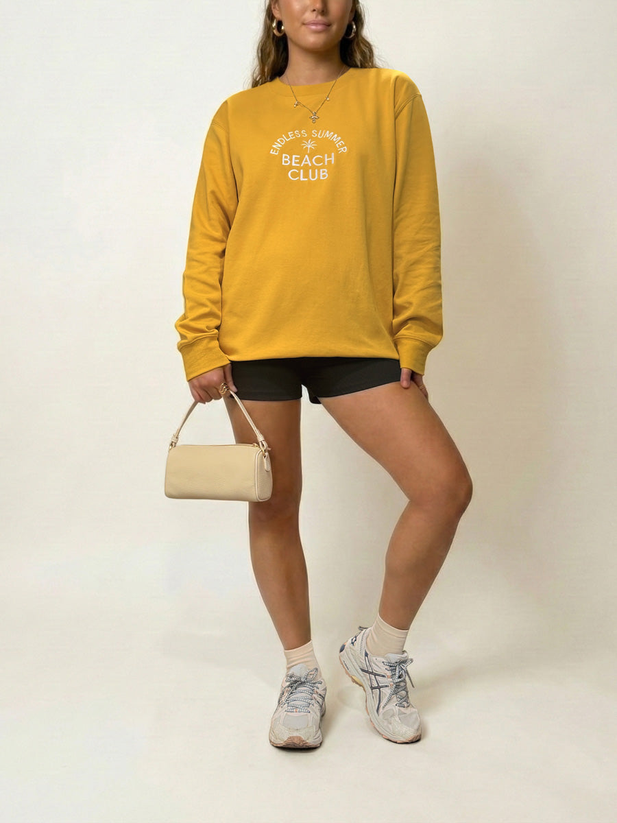 "Endless Summer Beach Club" Letter Embroidered Crewneck Sweatshirt