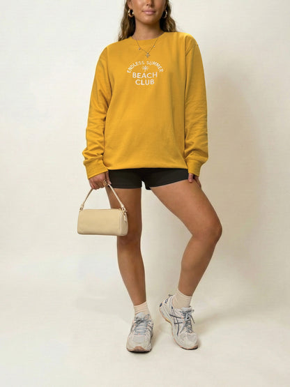 "Endless Summer Beach Club" Letter Embroidered Crewneck Sweatshirt