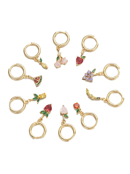 Multicolor Zircon Fruit Mix Match Earrings