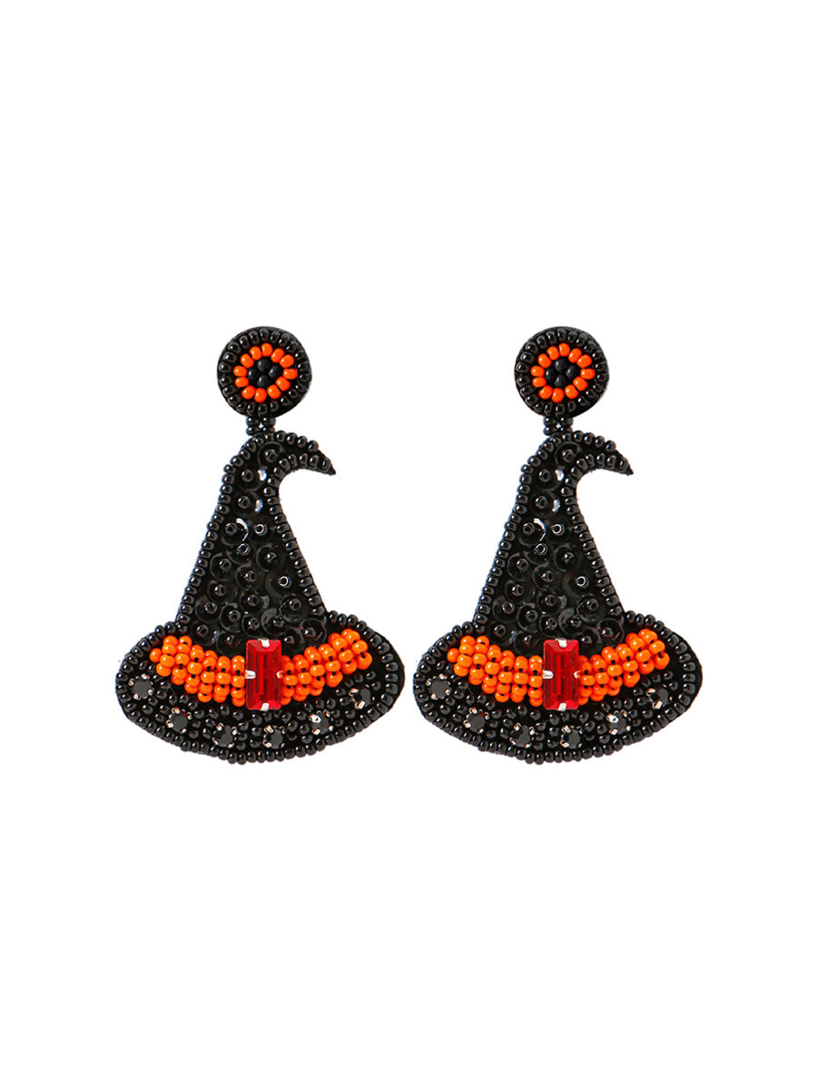 Handmade Beading And Embroidery Halloween Earrings