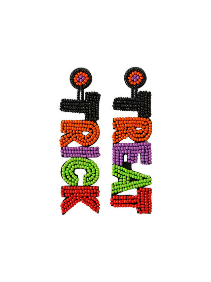 Handmade Beading And Embroidery Halloween Earrings