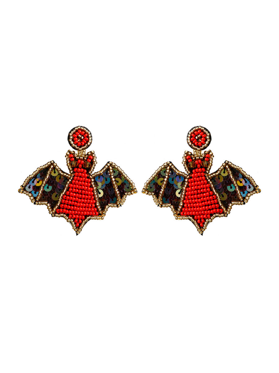 Handmade Beading And Embroidery Halloween Earrings