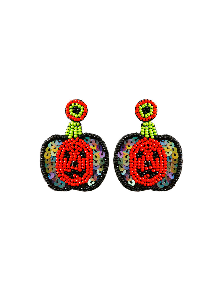 Handmade Beading And Embroidery Halloween Earrings