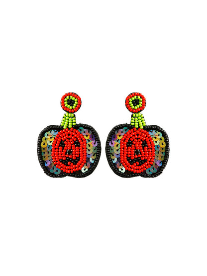 Handmade Beading And Embroidery Halloween Earrings