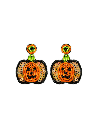 Handmade Beading And Embroidery Halloween Earrings
