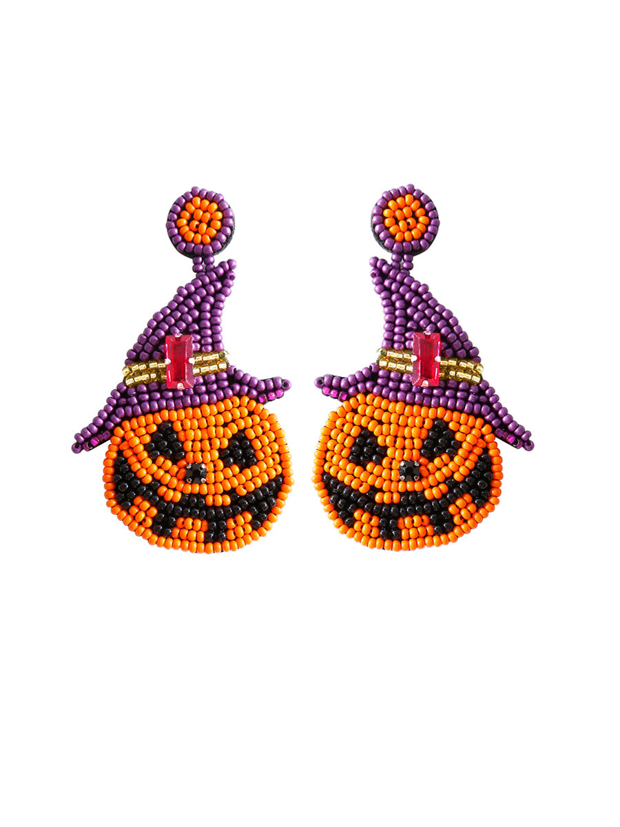 Handmade Beading And Embroidery Halloween Earrings