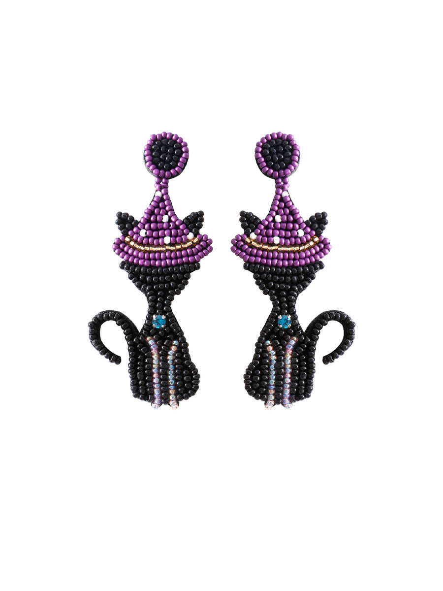 Handmade Beading And Embroidery Halloween Earrings