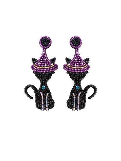 Handmade Beading And Embroidery Halloween Earrings