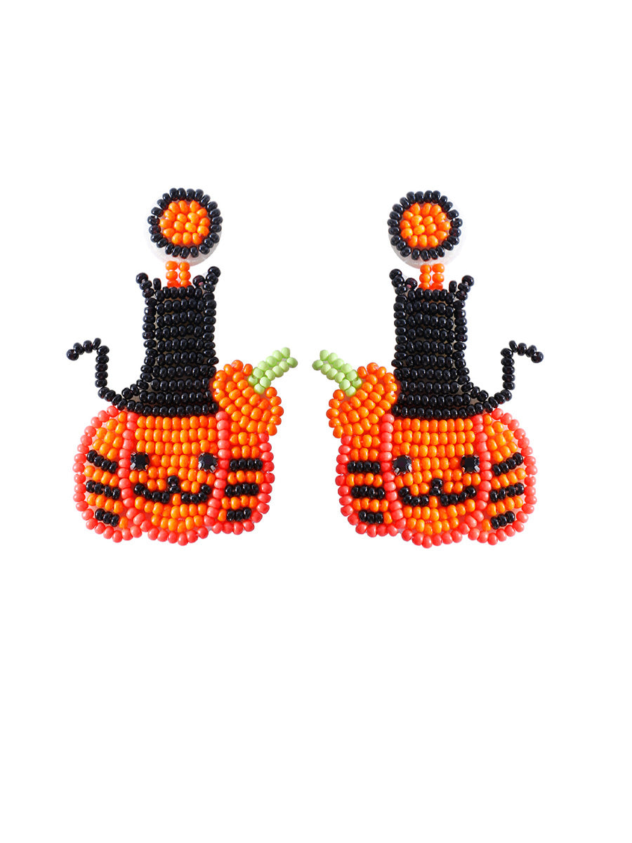 Handmade Beading And Embroidery Halloween Earrings