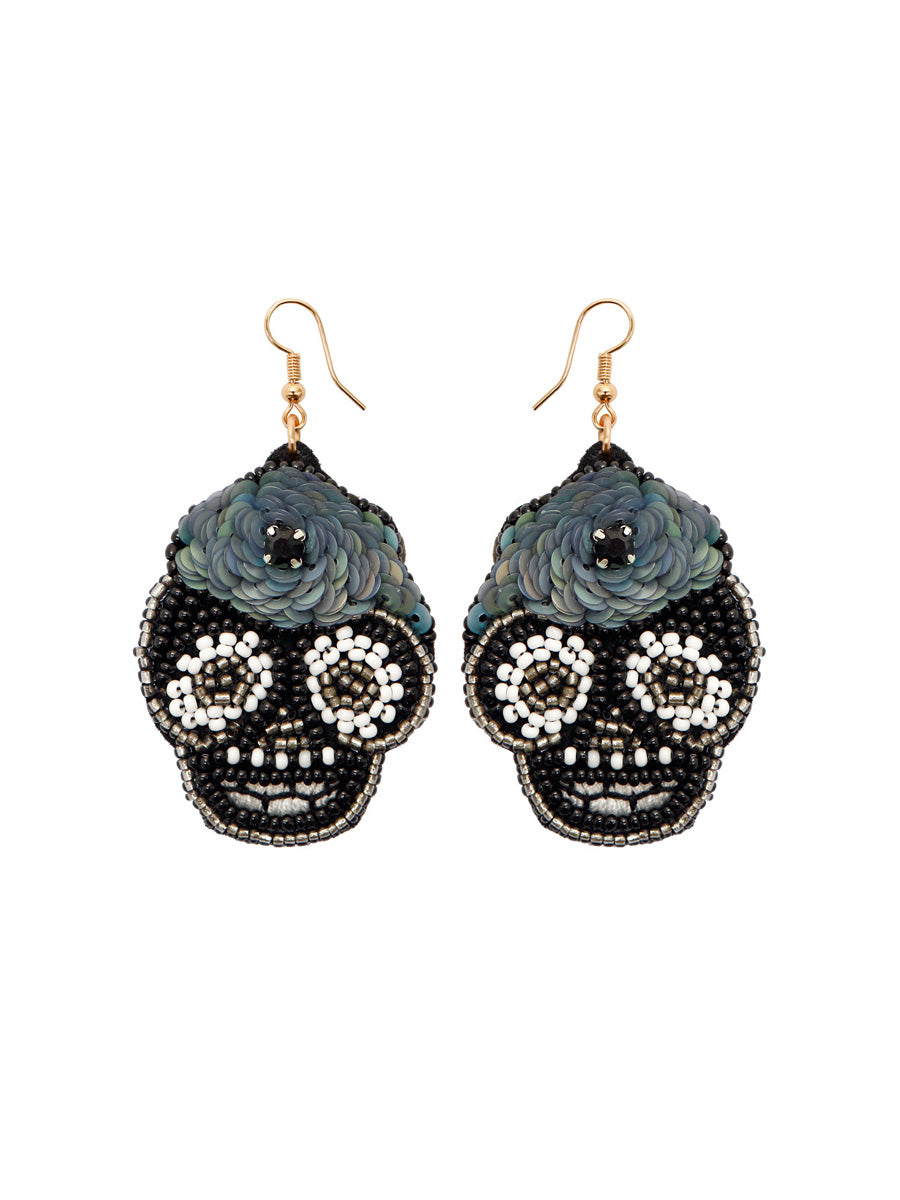 Handmade Beading And Embroidery Halloween Earrings