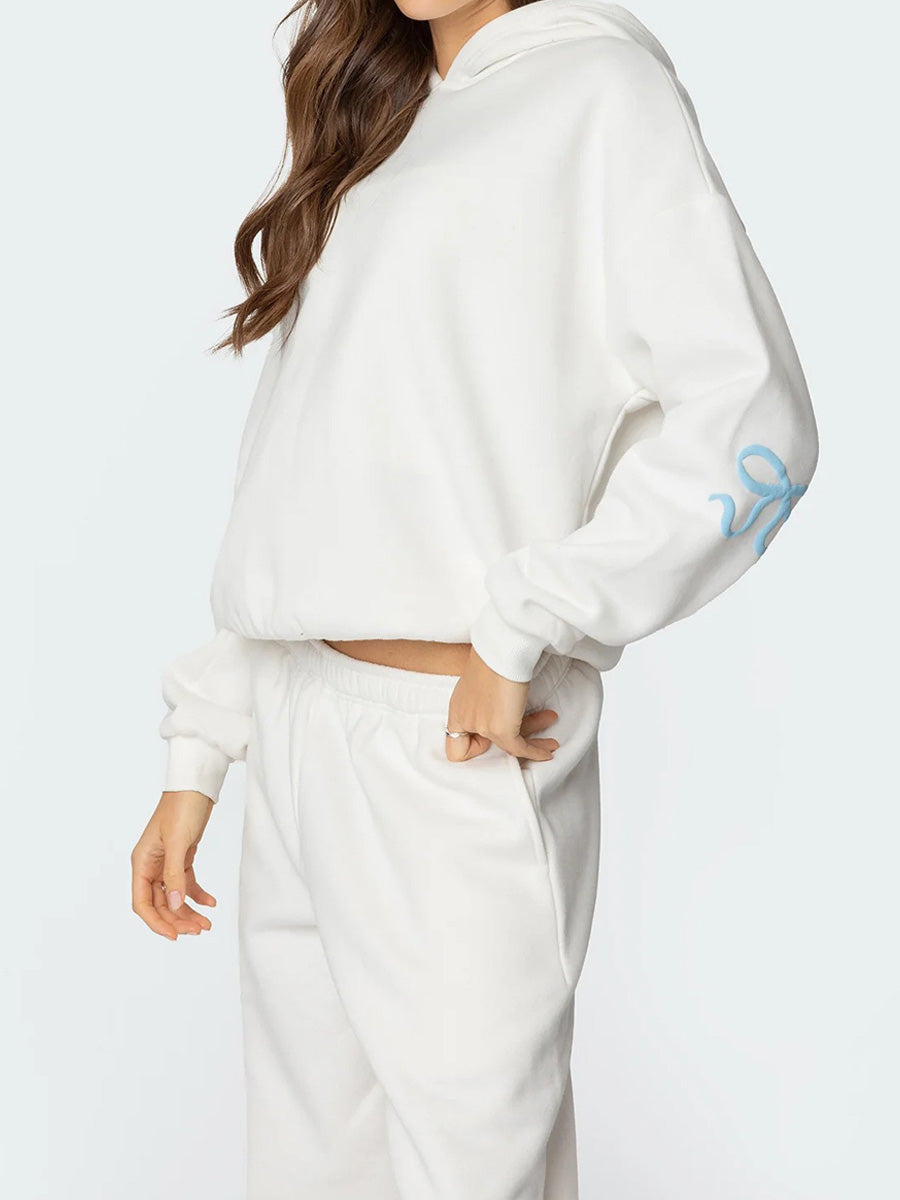 Women's Ribbon Coquette Print Oversized Hoodie And Pants Set