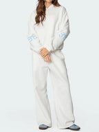 Women's Ribbon Coquette Print Oversized Hoodie And Pants Set