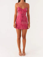 Women's Sequin Embroidered Backless Dress