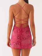 Women's Sequin Embroidered Backless Dress