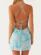 Women's Sequin Embroidered Backless Dress