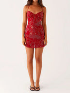 Women's Sequin Embroidered Backless Dress