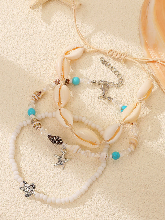 Marine Creature Pendant Beaded Bracelet Set