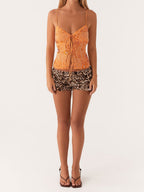 Women's Sequin Embroidered Back Tie Vest