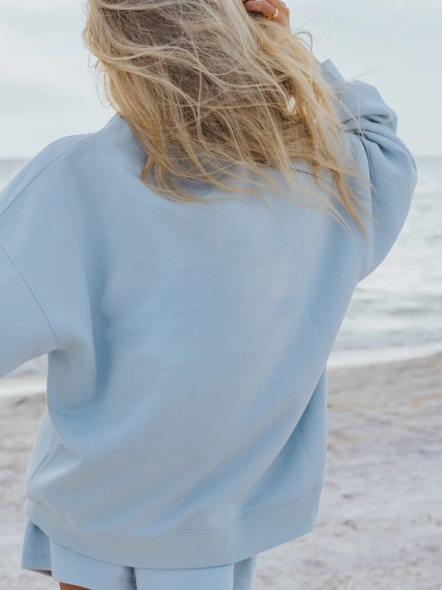Pastel Color Mockneck Sweatshirt And Shorts Set