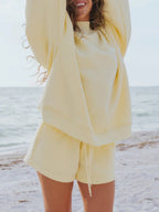Pastel Color Mockneck Sweatshirt And Shorts Set