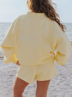 Pastel Color Mockneck Sweatshirt And Shorts Set