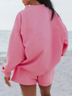 Pastel Color Mockneck Sweatshirt And Shorts Set