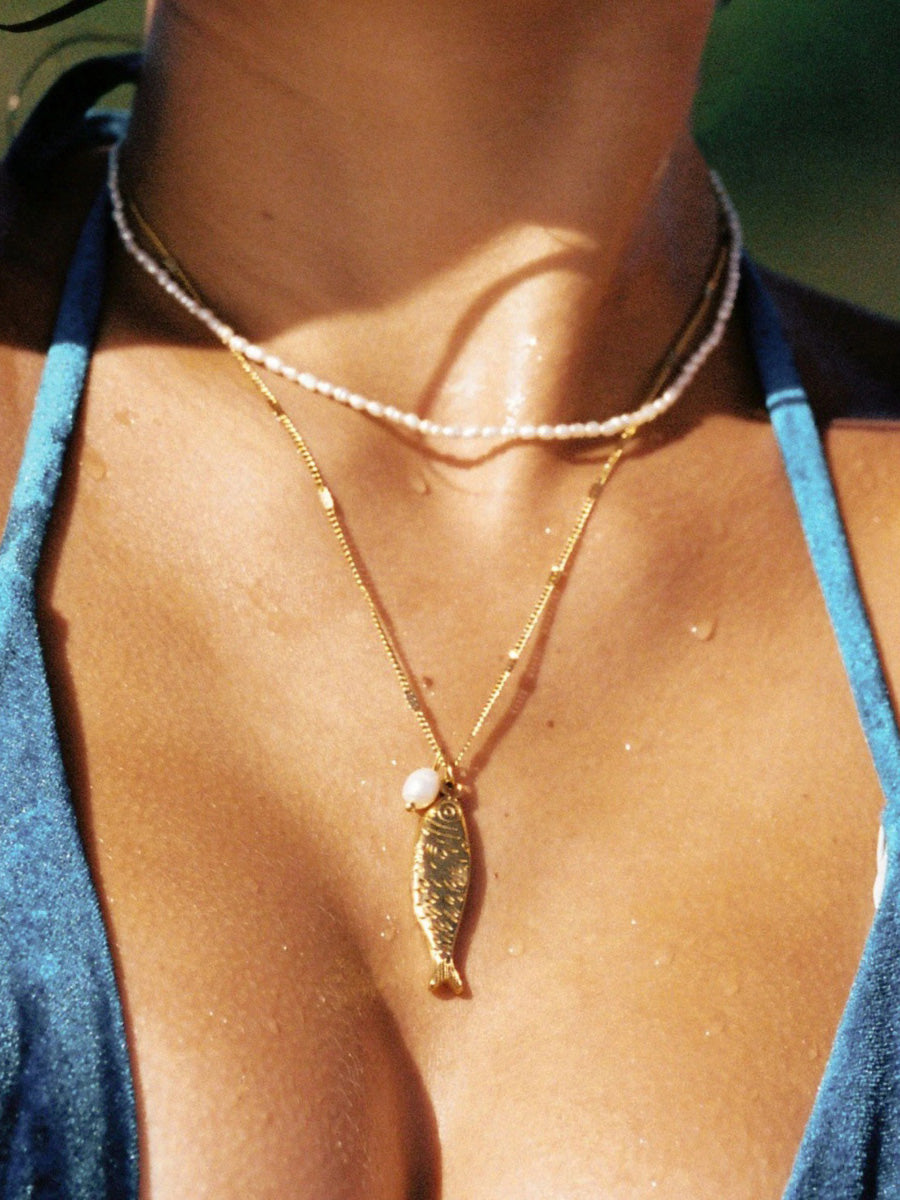 Golden Fish Pendant Jewelry